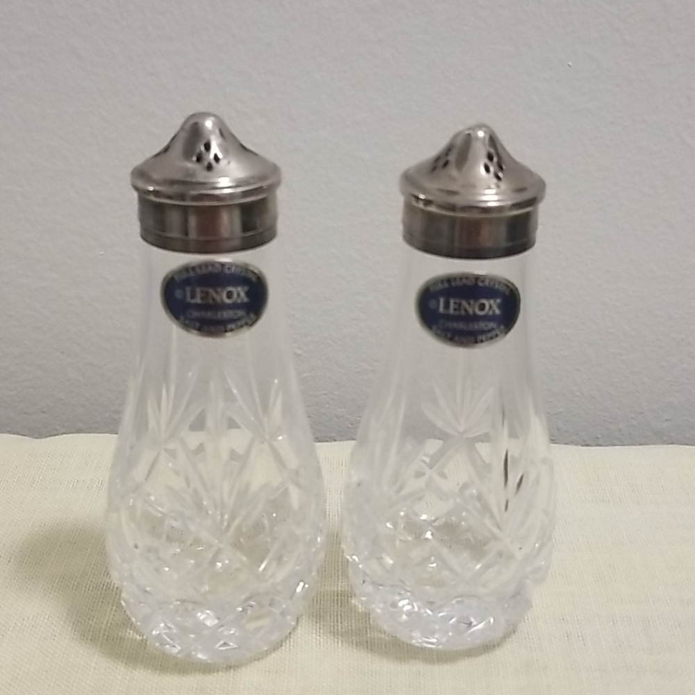 Vintage Lenox Crystal with Silver Top S & P